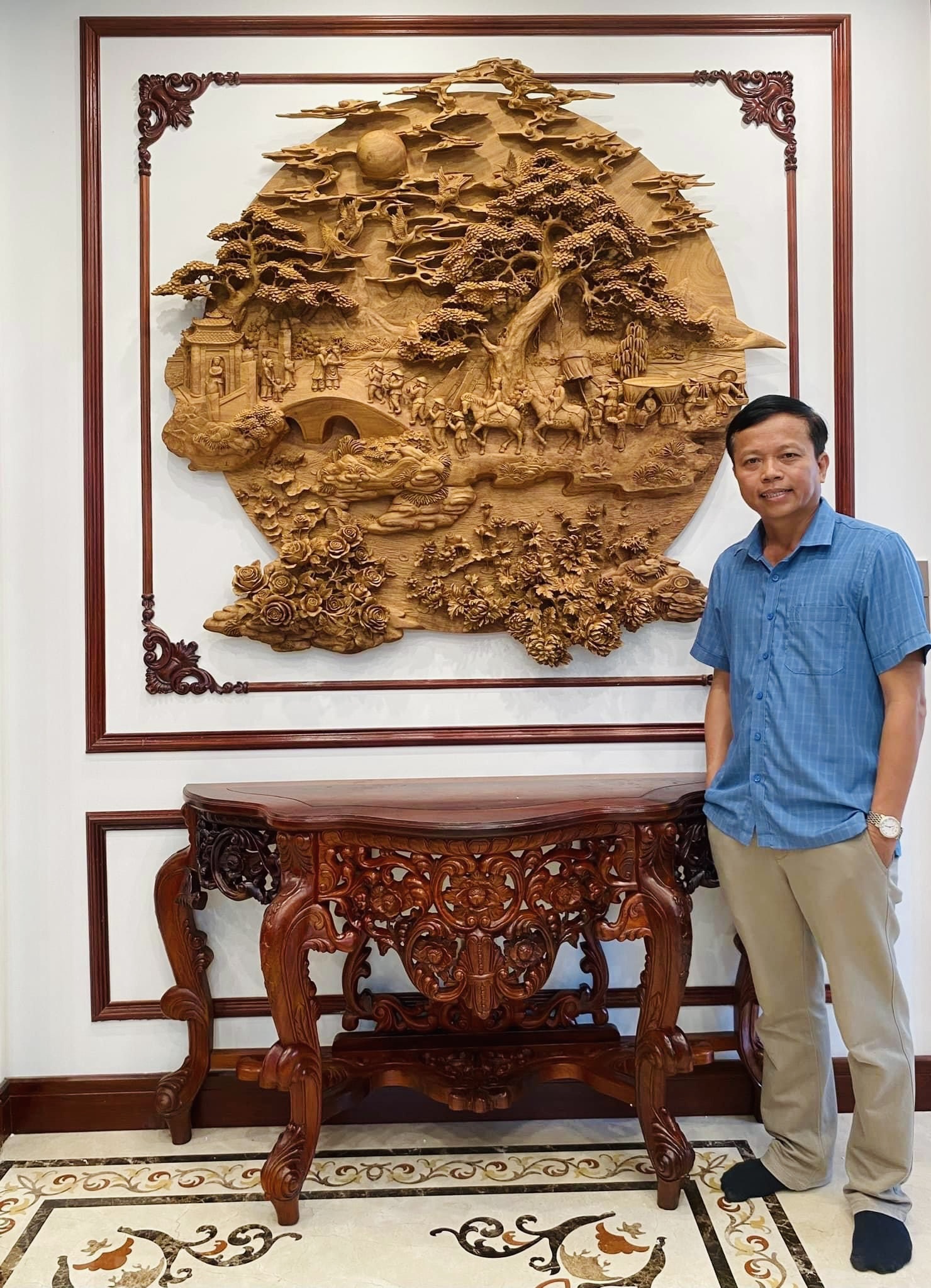 tranh gỗ treo tường vinh quy bái tổ